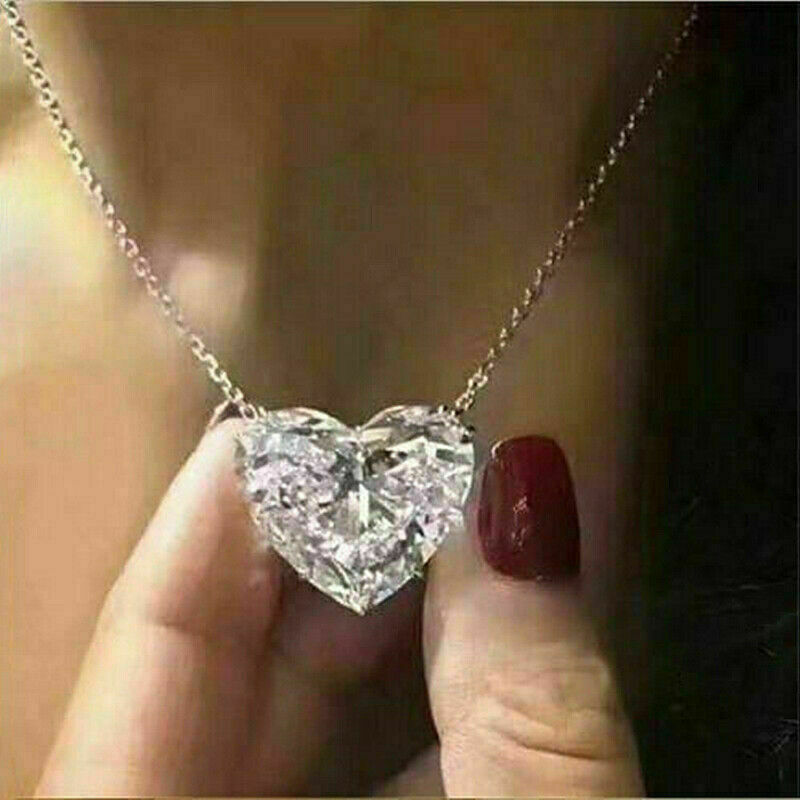 925 Sterling SilverFilled Classic Love Peach Heart Chain Necklace Wholesale Gift