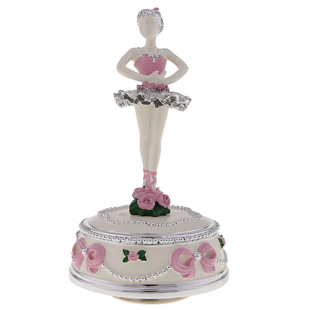 Rotating Ballerina Music Box Fashion for Home Office Desktop Ornaments Pink