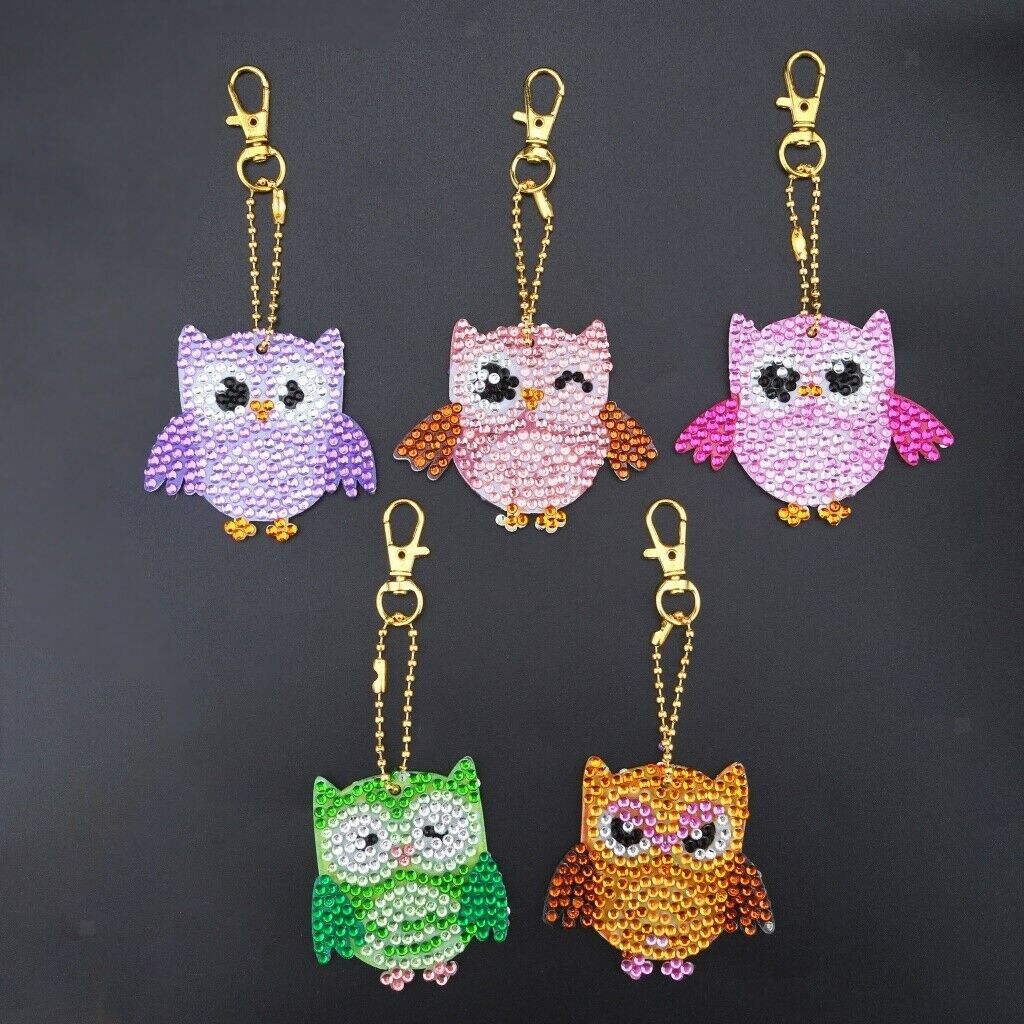 5x Keychain with Rhinestone Owl Pendant Gift for Women