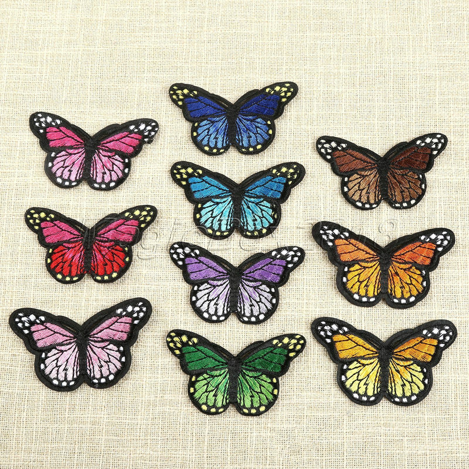 10pc Fabric Colorful Butterfly Sewing Iron On Patches Embroidered Badge Applique