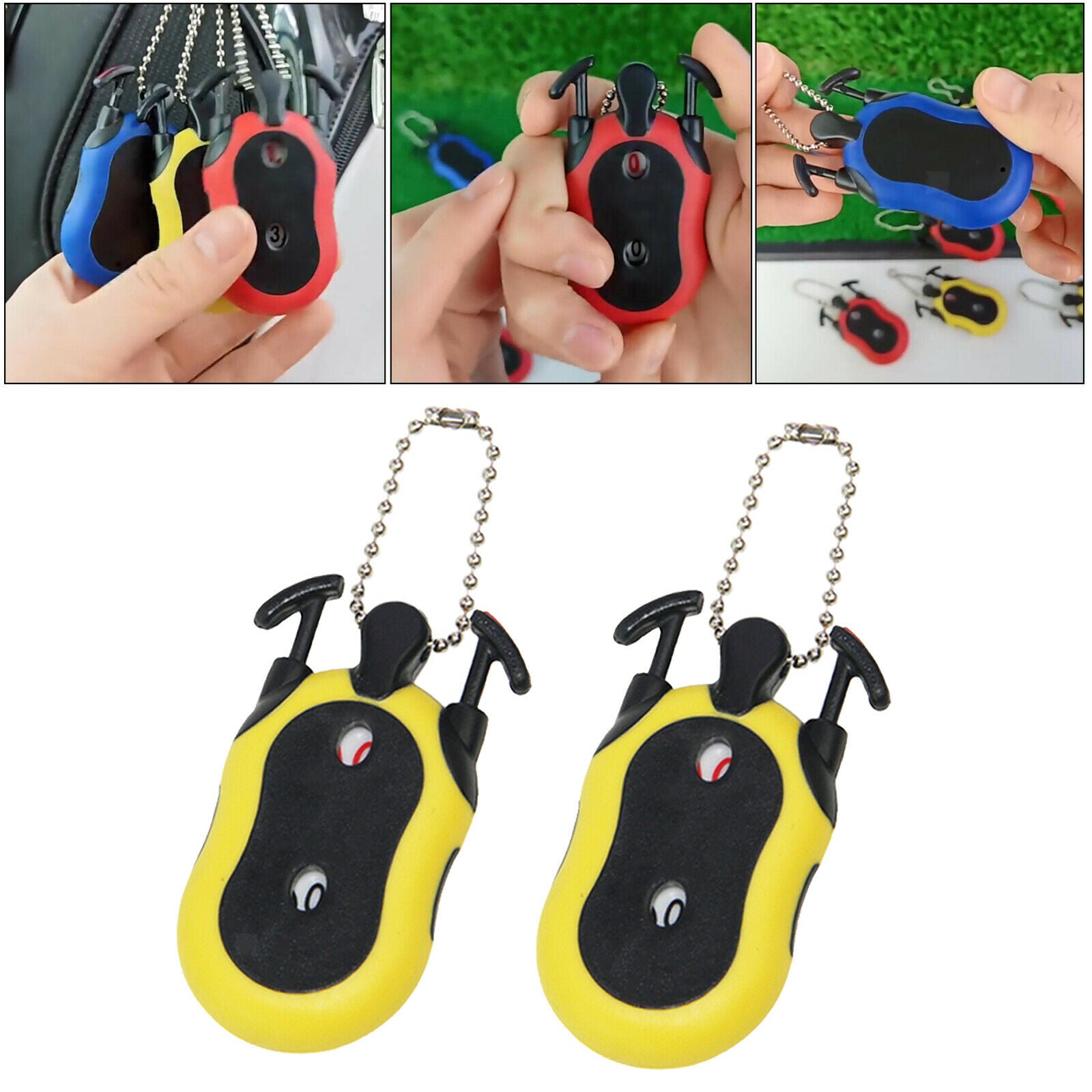 Golf Score Counter Double Dial Tally Keeper Scorer Scoring Indicator Yellow