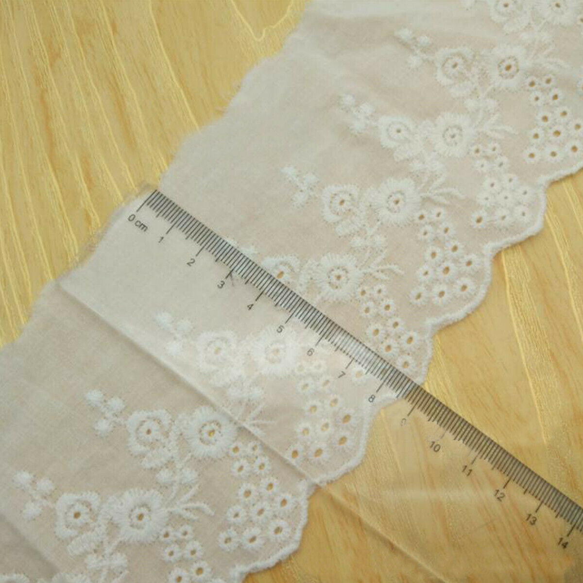 1 Yard Embroidery Trim Floral Cotton Lace Ribbon Wedding Clothing DIY Sewing