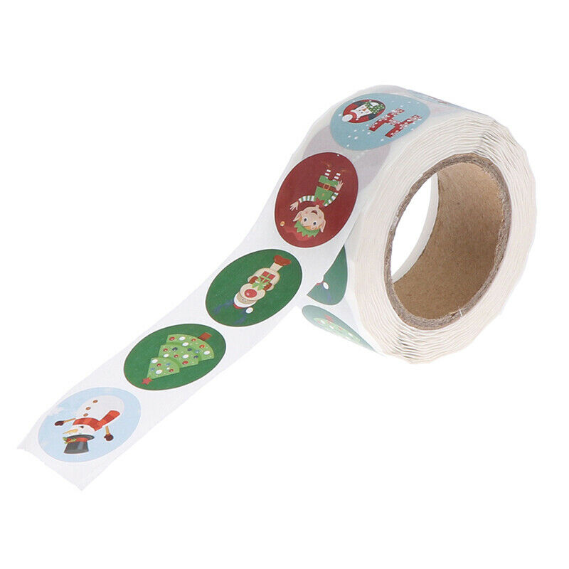 500pcs Round Christmas Stickers rollEnvelope Gift Card Label Sealing Deco FTBUA