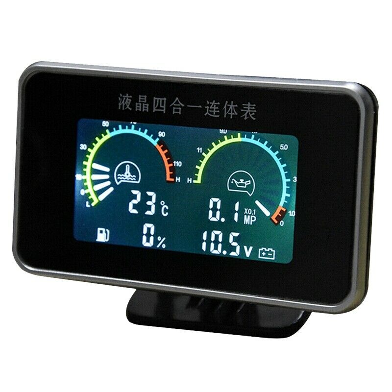 4in 1 LCD Multifunction Car Digital Water Temp Oil Pressure Fuel Gauge VoltmT7L8