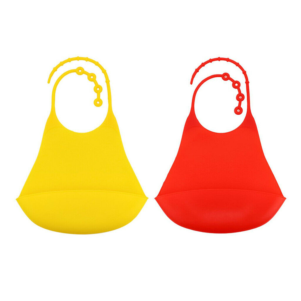 2 Pieces Kids Adults Silicone Bib Mealtime Clothing Protector Waterproof