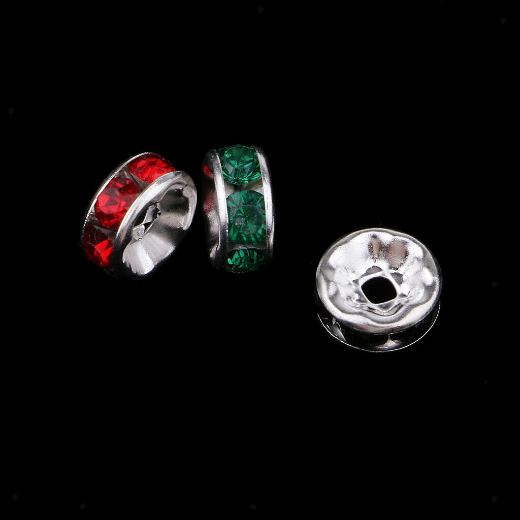 100x Metal Rondelle Beads DIY Spacer Beads Crystal Charms Beads Spacers 6mm