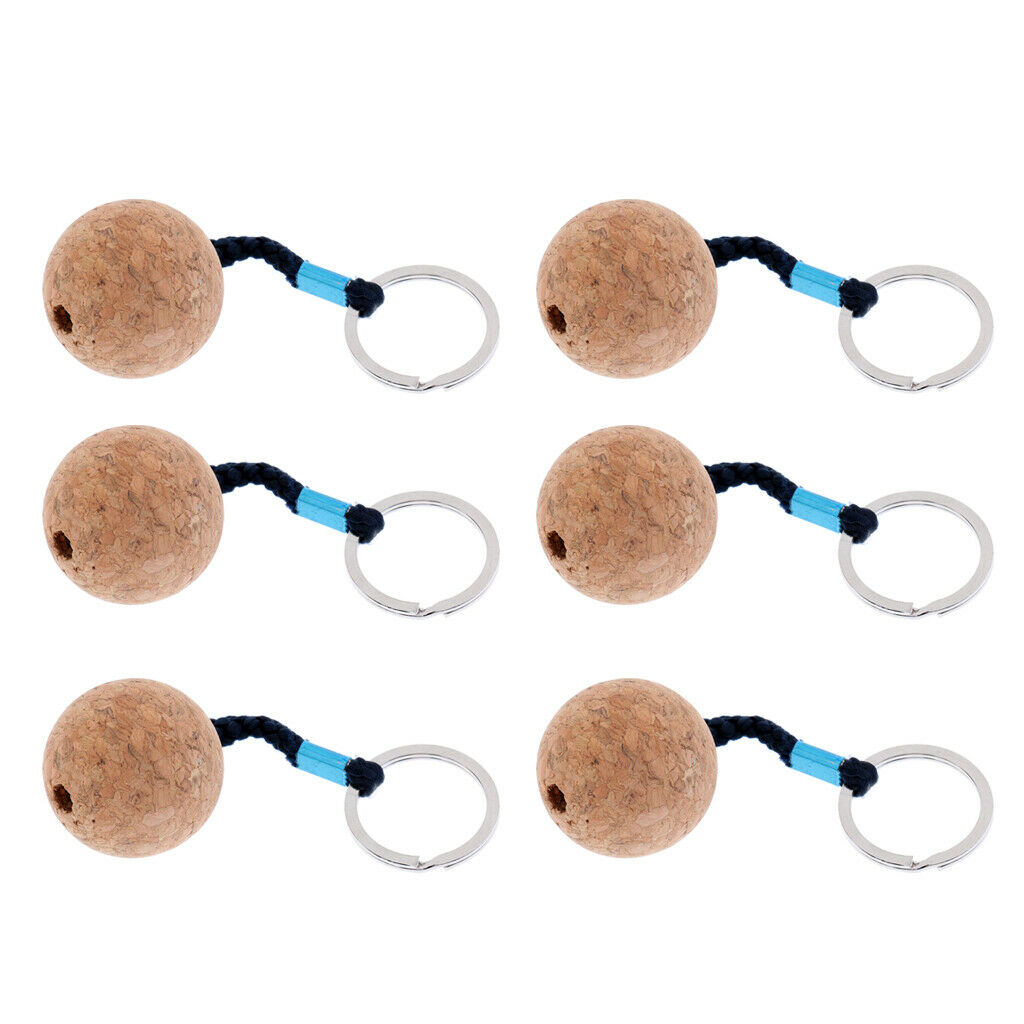 6 Pieces Floating Cork Keyring for all Water Sports and Outdoor Activities (3
