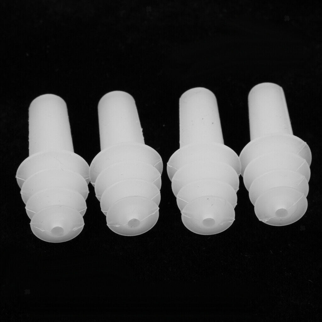 2 Pairs Reusable Silicone Earplugs for Airplane Travel Sleep Silence White