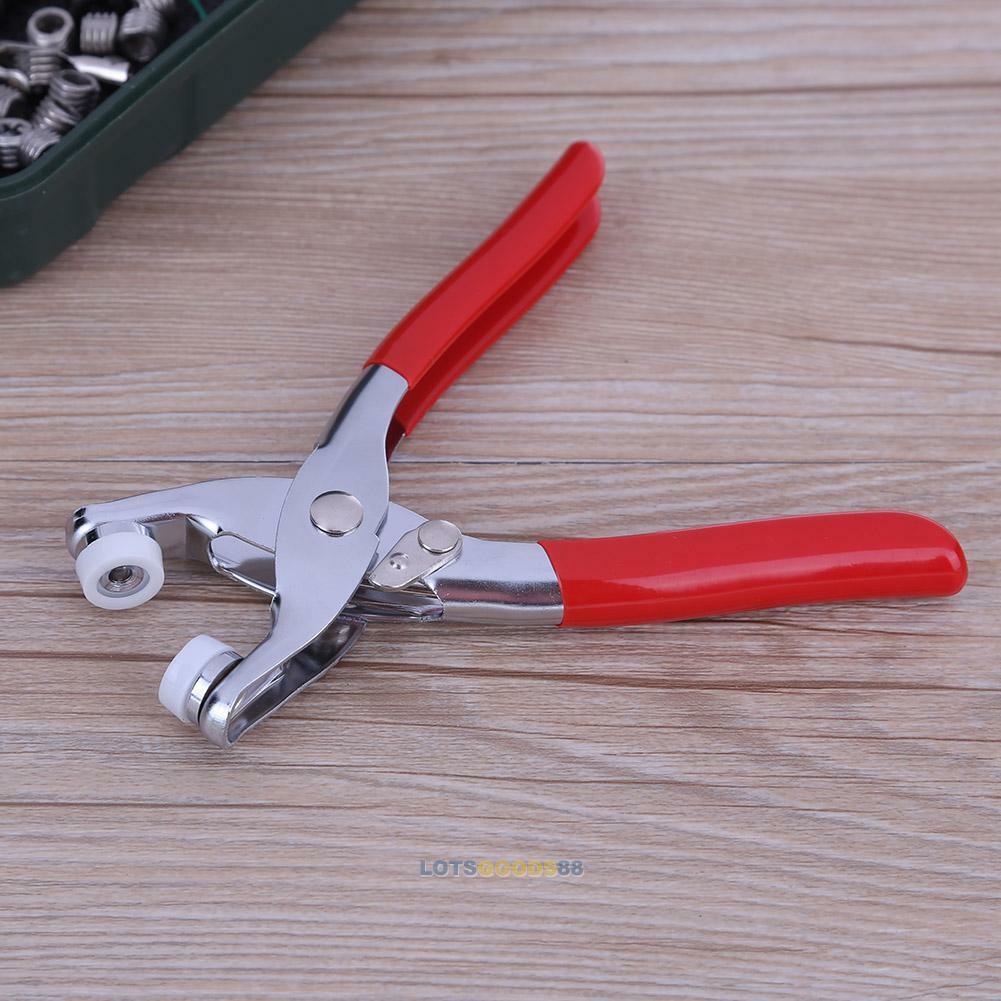 100sets Metal Prong Snap Buttons + Plier Installation Fastener Press Stud Tool
