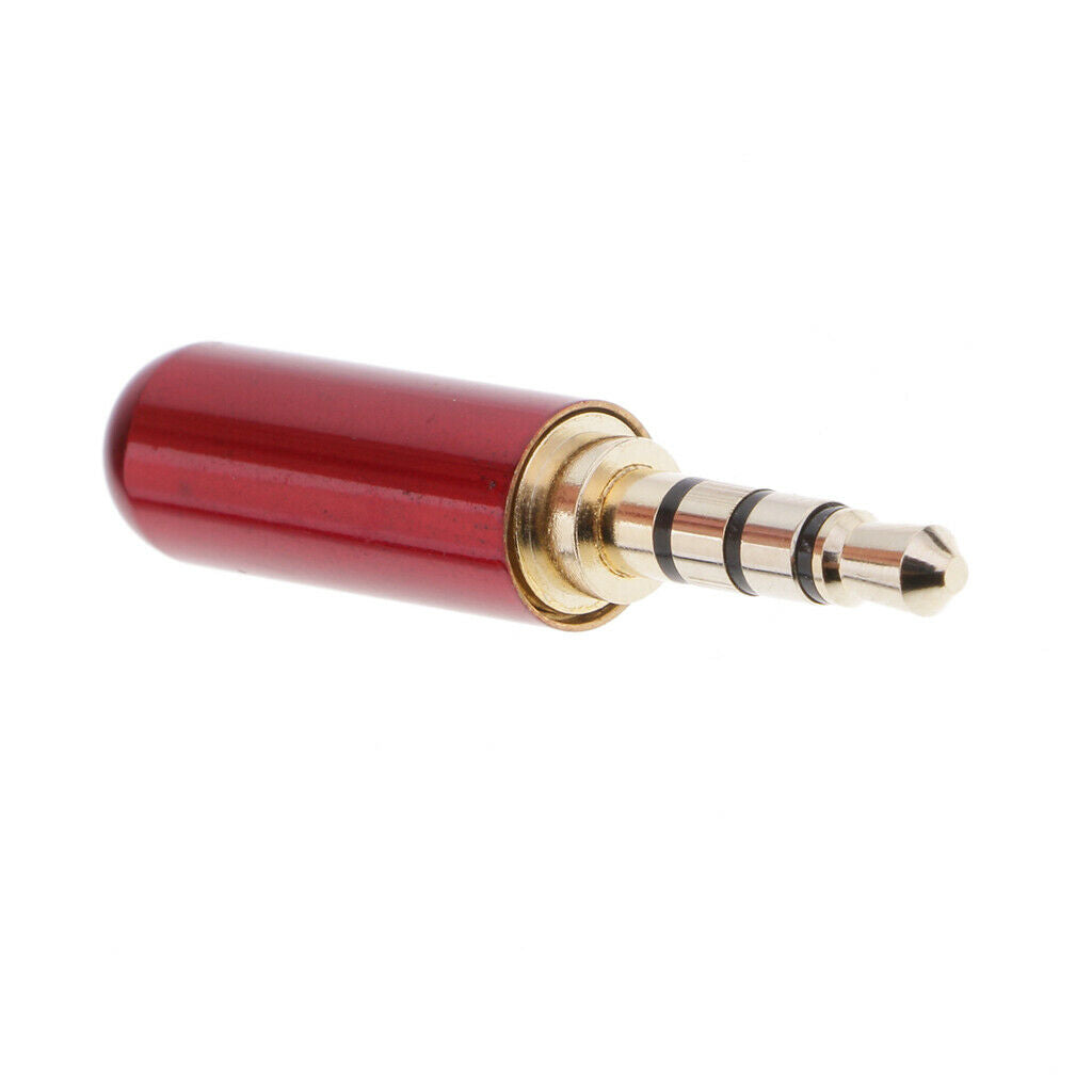 4 Pole 3.5mm 1/8" Male Headphone Plug Audio Video Soldering Connectors red