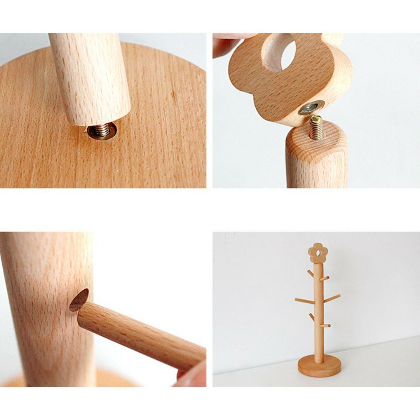 Tree Rack Mug Cup Holder Wooden Tea Stand Cup Storage Kitchen Supplies