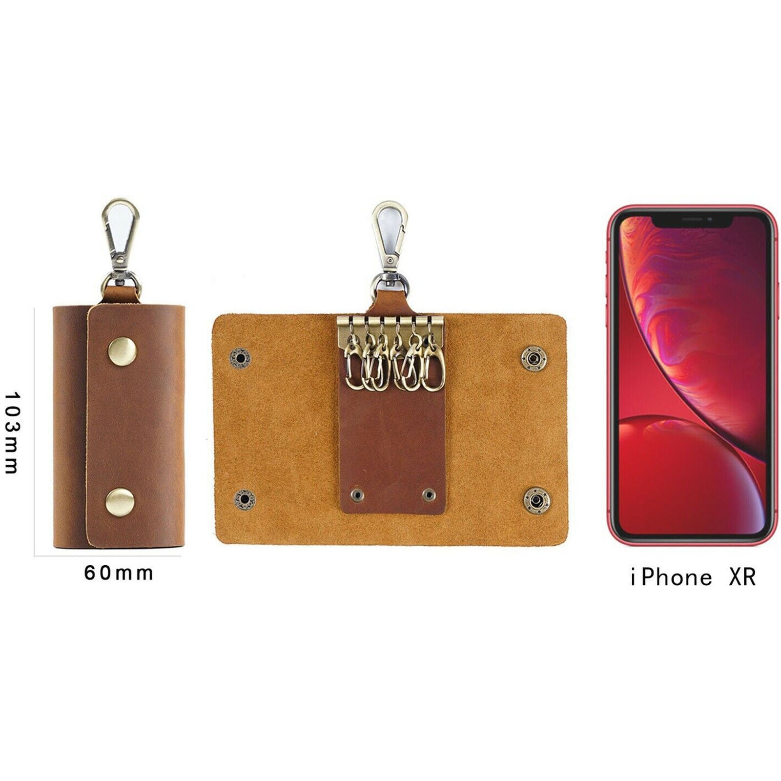 Multi Function Leather Car Key Chain Ring Holder Pouch Case Organizer Bag Wallet