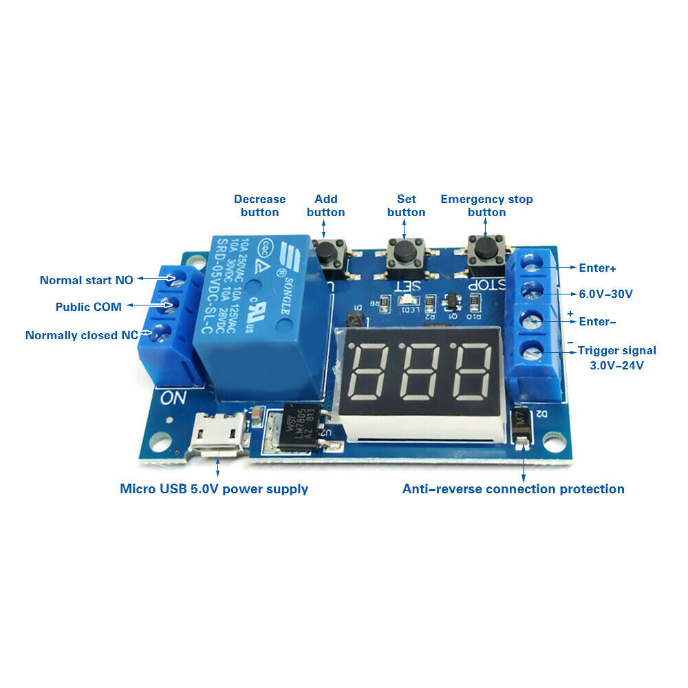6V-30V Adjustable Relay Module Switch Trigger Time Delay Circuit Timer