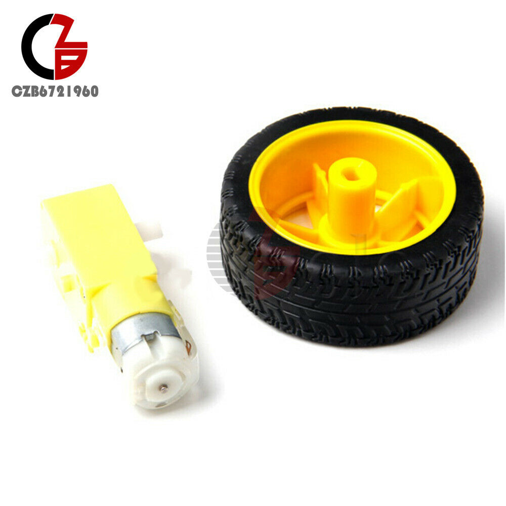 Arduino Smart Car Robot 65x26mm Plastic Tire Wheel w/ DC 3-6V Gear Motor