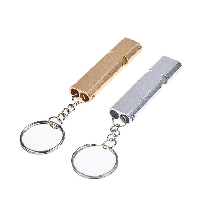 aluminum alloy double-tube whistle for emergency outdoor survival random .l8