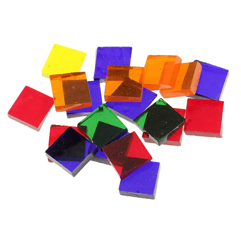 250x Assorted Color Square Clear Glass Pieces Mosaic Tiles Art Crafts 10x10mm
