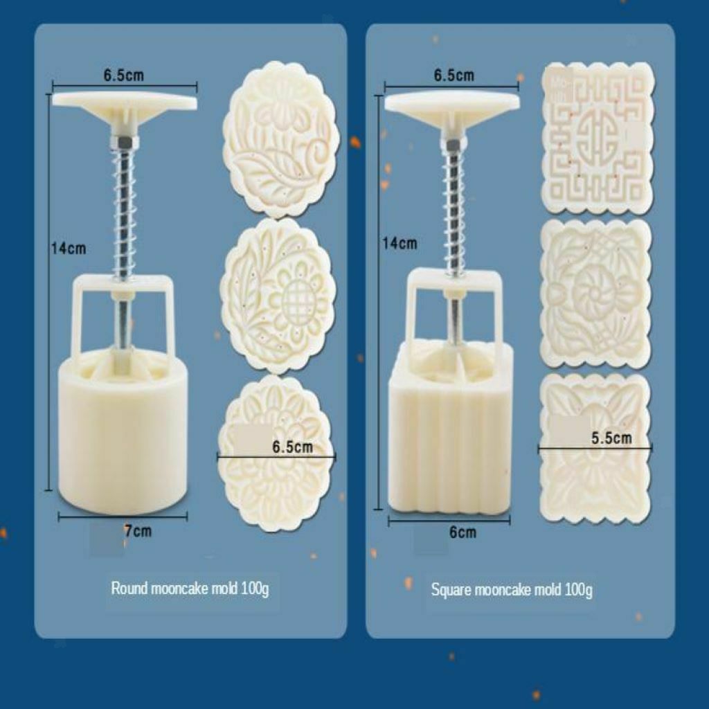 4x Hand Pressure Mooncake Baking Mould Pastry Mold Chinese Traditional