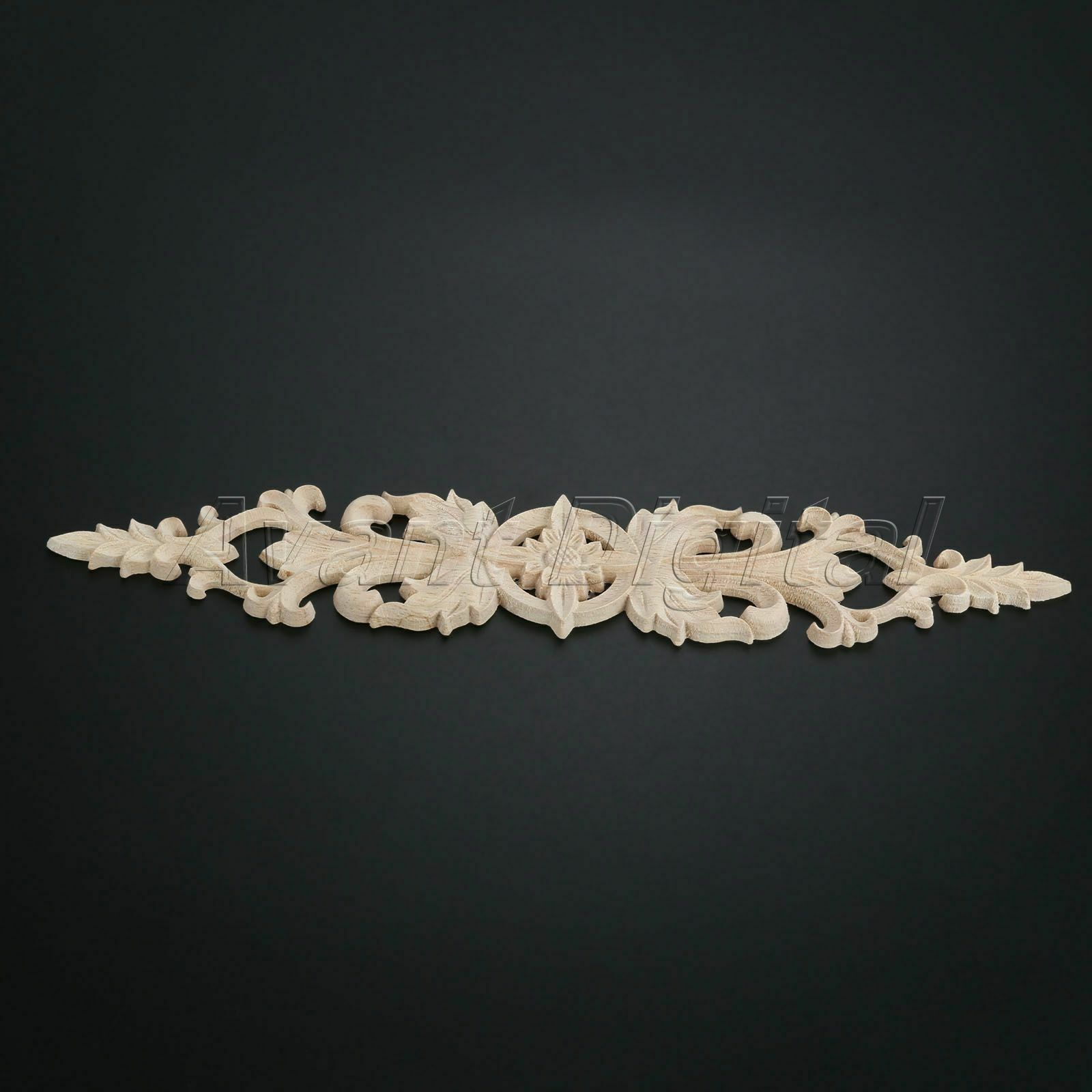 33*6cm Elegant Unpainted Wooden Carved Long Applique Oak Wood Decor Furniture