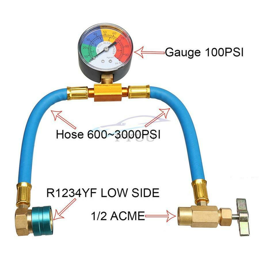 AC Adjustable Self-sealing R1234yf 100Psi Gauge Pressure Hose Filled Refrigerant