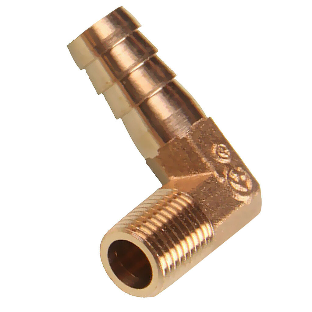 1/4'' BSP to 12mm Brass 90 Degree Male Elbow Barb Hose Tail Pipe Gas Fitting