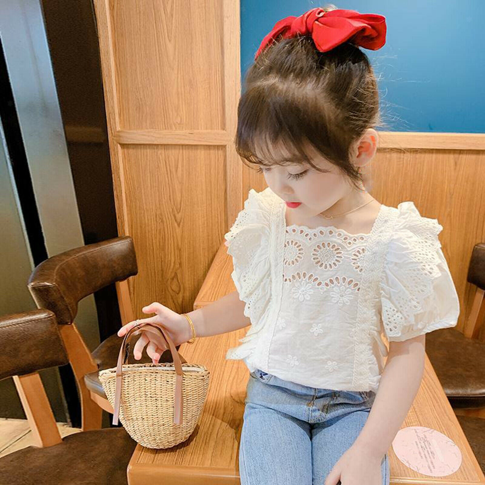 Cute Wicker Bike Basket and Shoulder Strap Bicycle Front Handlebar Basket