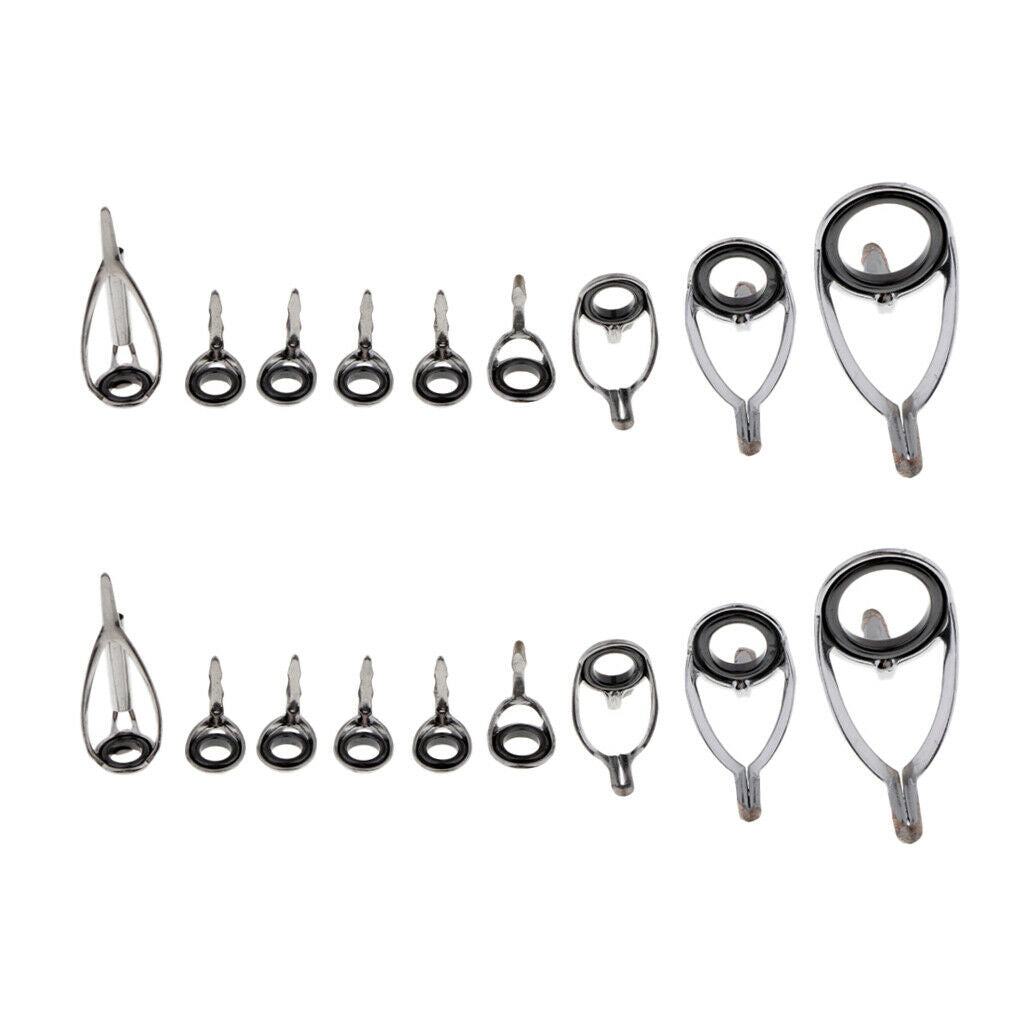 18pcs Fishing Rod Guide Tip Eye Ring for Rod Building 5# 5.5# 6# 8# 10#