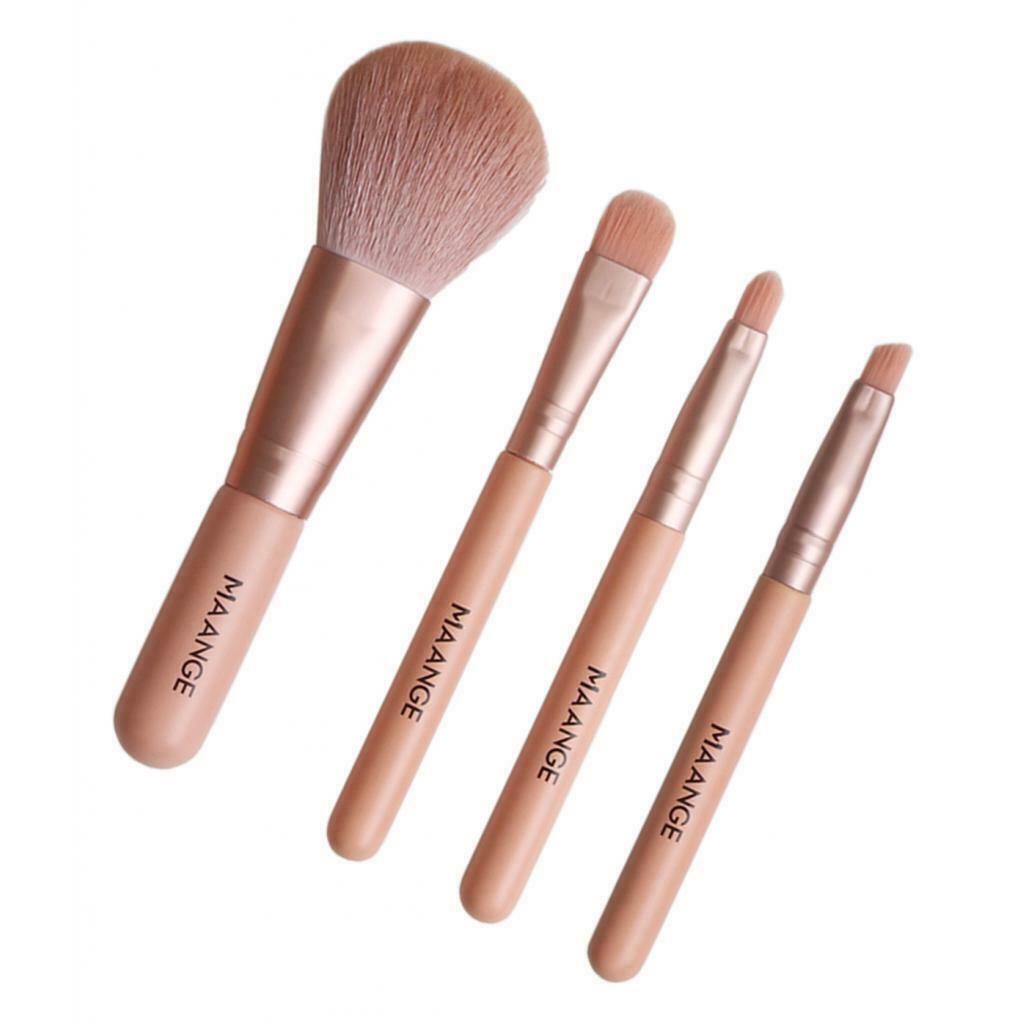 Set of 4 Makeup Brushes Travel Eyeshadow Lips Blending Brush Tool Pink