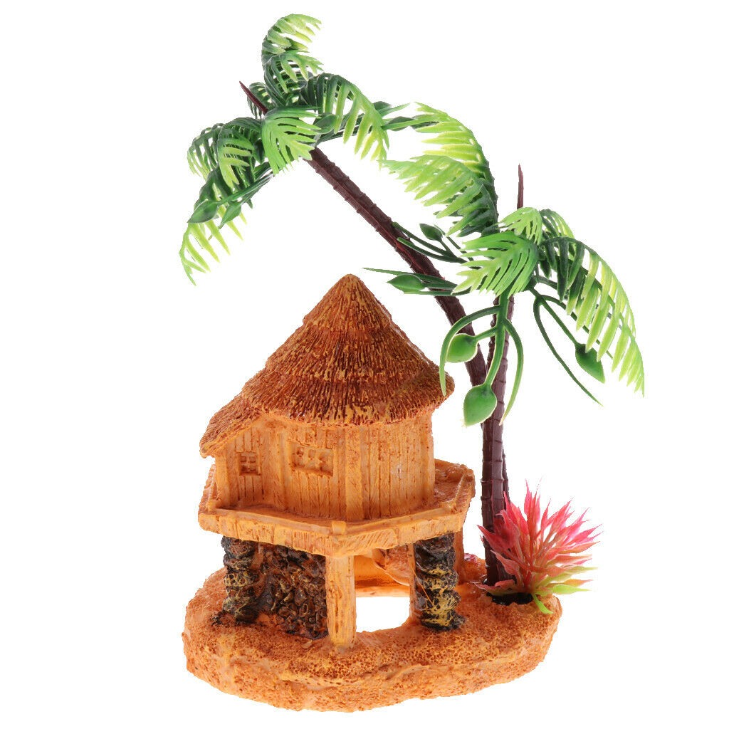 Aquarium   Tank Tree Decor Hidden Hut Cave Reptile Terrarium Ornament