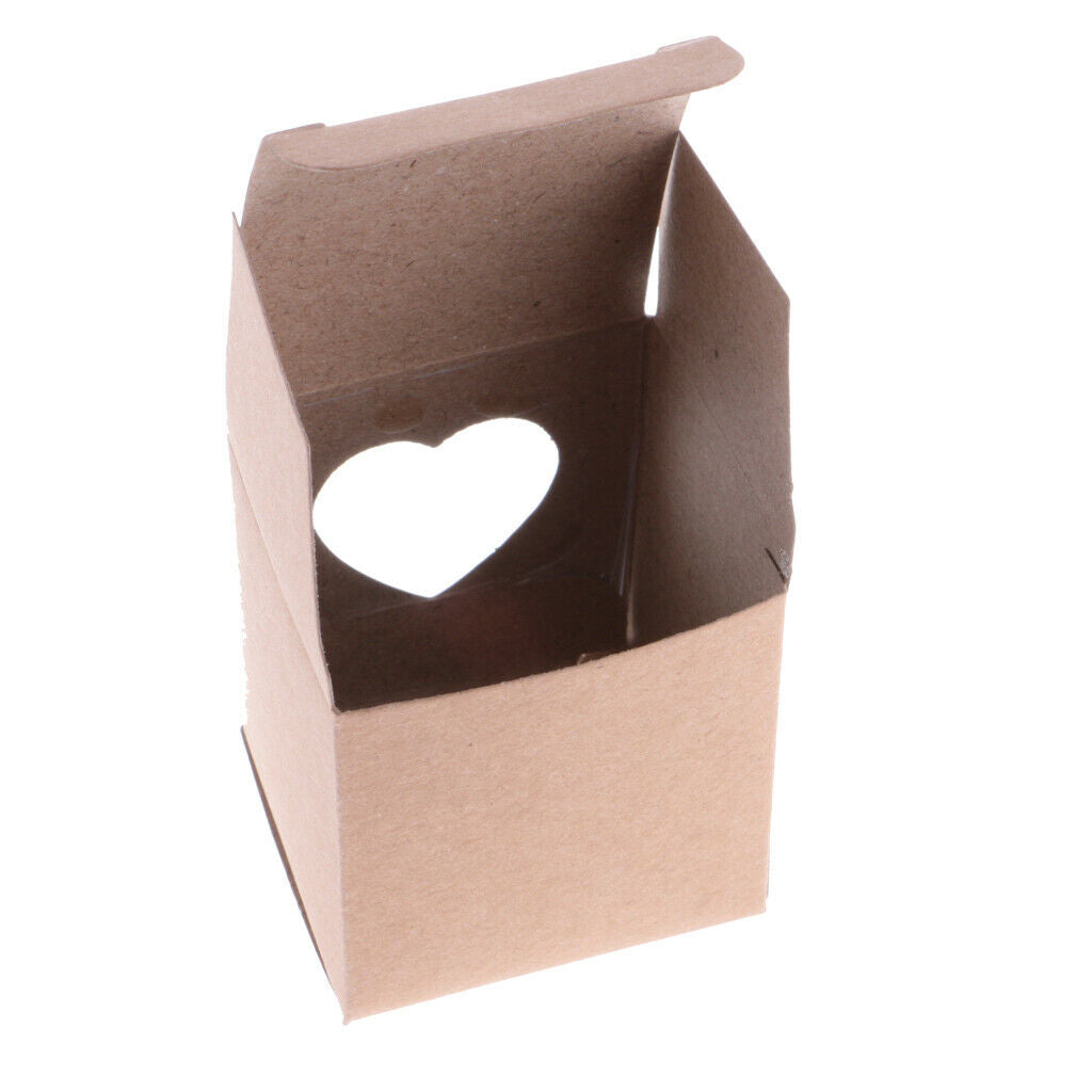50 X Kraft Rustic Candy Gift Boxes Heart Window Decor Gift Favors