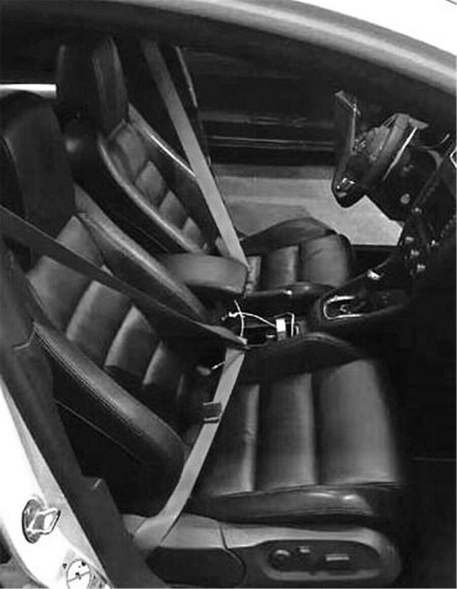 3 Point Retractable Car Safety Seat Belts With Curved Rigid Buckle Warning Cable