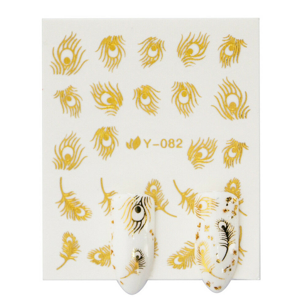 30 Sheets Nail Stickers Water Decals Transfers Feathers Flowers Watermark Decals