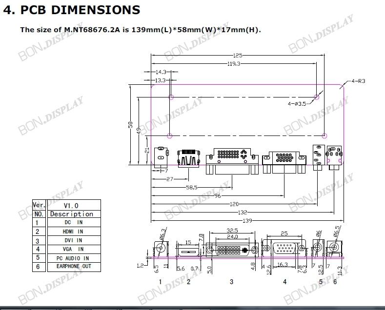 M.NT68676 HDMI+DVI+VGA+AUDIO LCD Controller Board For 24"INCH M240HW01 1920*1080