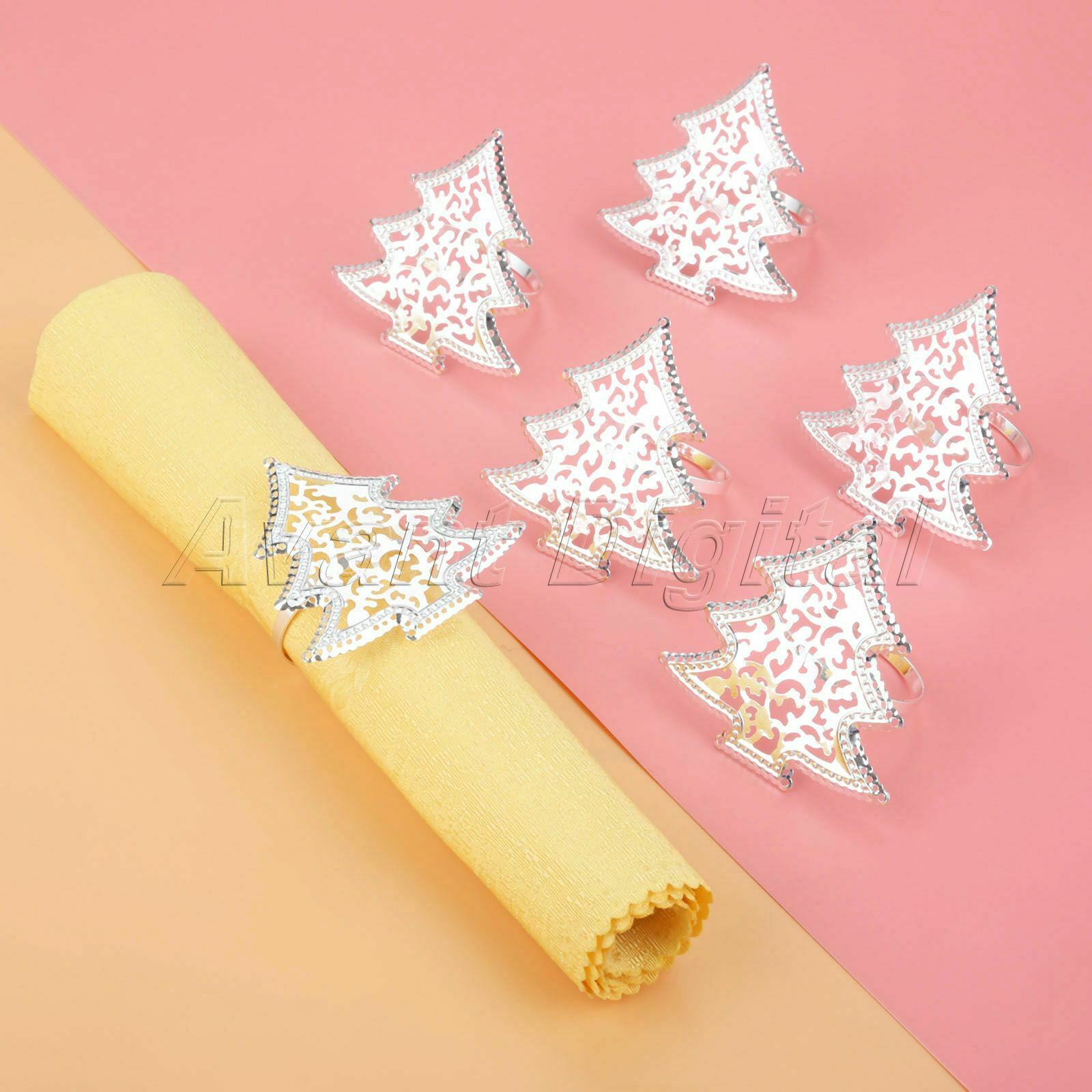6Pcs Napkin Ring Star Christmas Tree Wedding Party Serviette Buckle Holder Decor