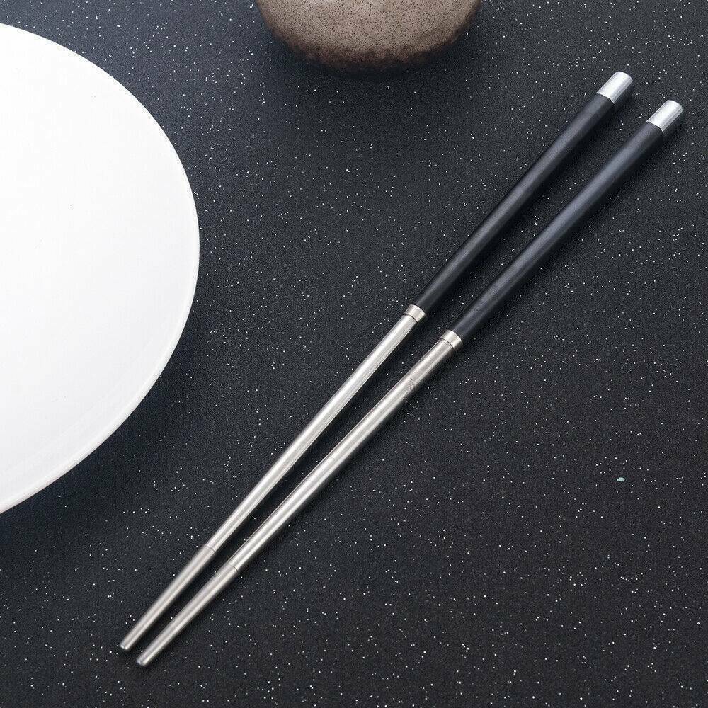 1 Pair High Grade Stainless Steel Reusable Chopsticks Metal Chinese Chop Stick.