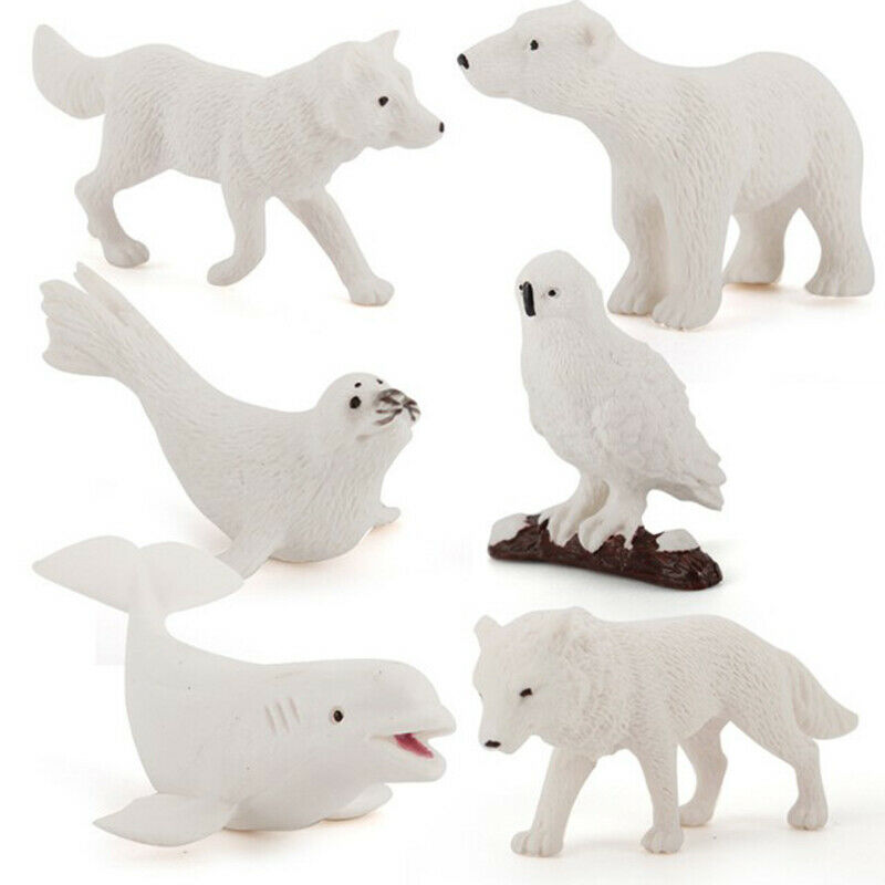 6PCS Mini Arctic Animals Penguins Polar Bear Action Figur.l8