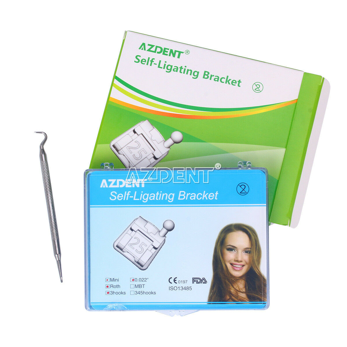 10 Boxes Dental Orthodontic Self-Ligating Brackets Braces Mini Roth 0.022 Hook 3