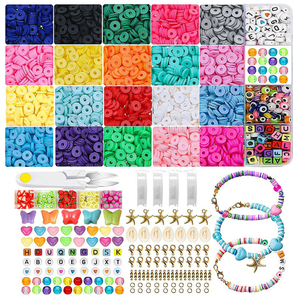 Polymer Clay Beads 5393 Pcs Pendant Set Rings for Bracelets Necklace Girls