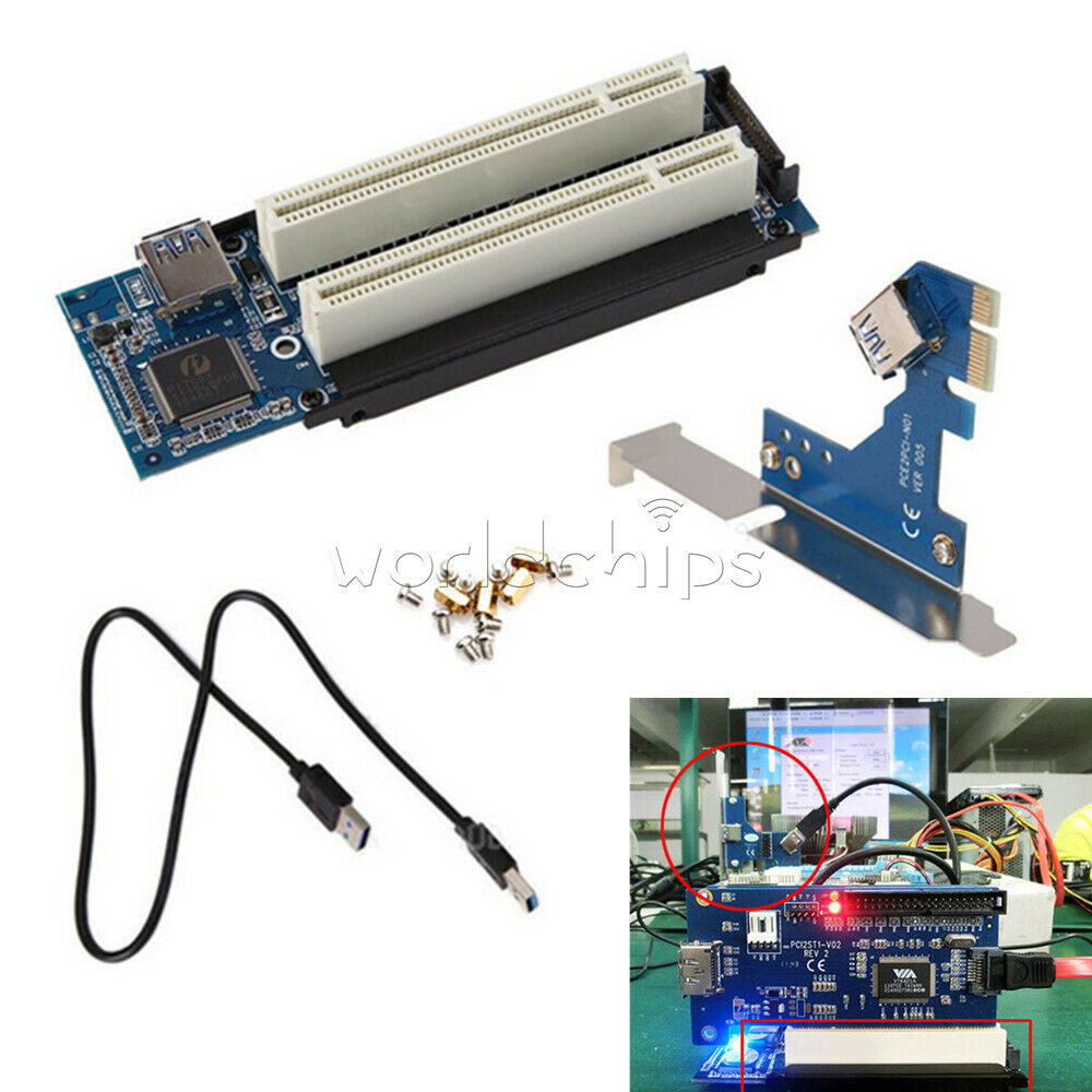 2.6 FT PCI-E Express X1 to Dual PCI Riser Extend Adapter Card With USB 3.0 Cable