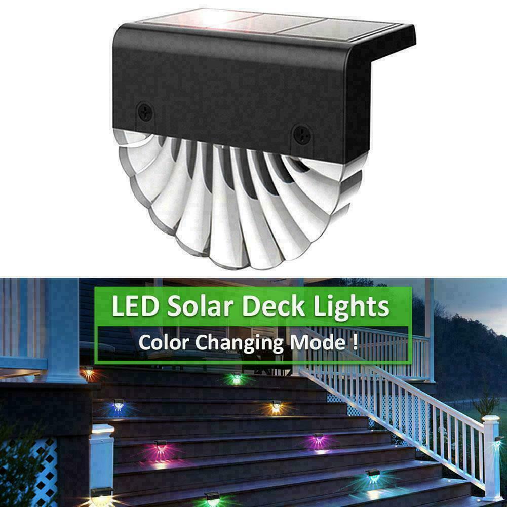 4 PCS LED Solar Powered Fence Wall Lights Garden Lamp Patio Step I5V4 N7O5