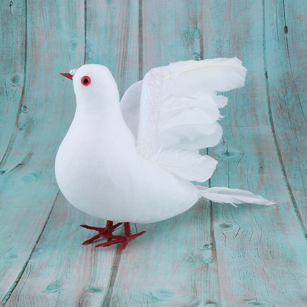 4 Piece Foam Feathered Artificial White Dove/ Pigeon Bird Decorarive Home Garden
