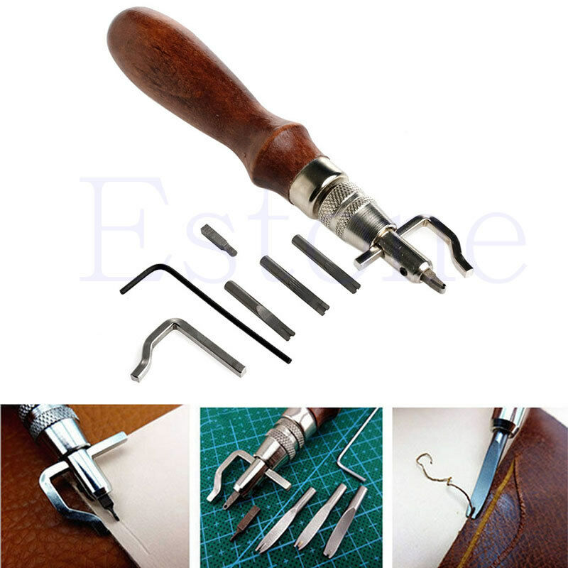 5 in1 Stitching Groover Creaser Beveller Leather Craft Edge Tool Adjustable