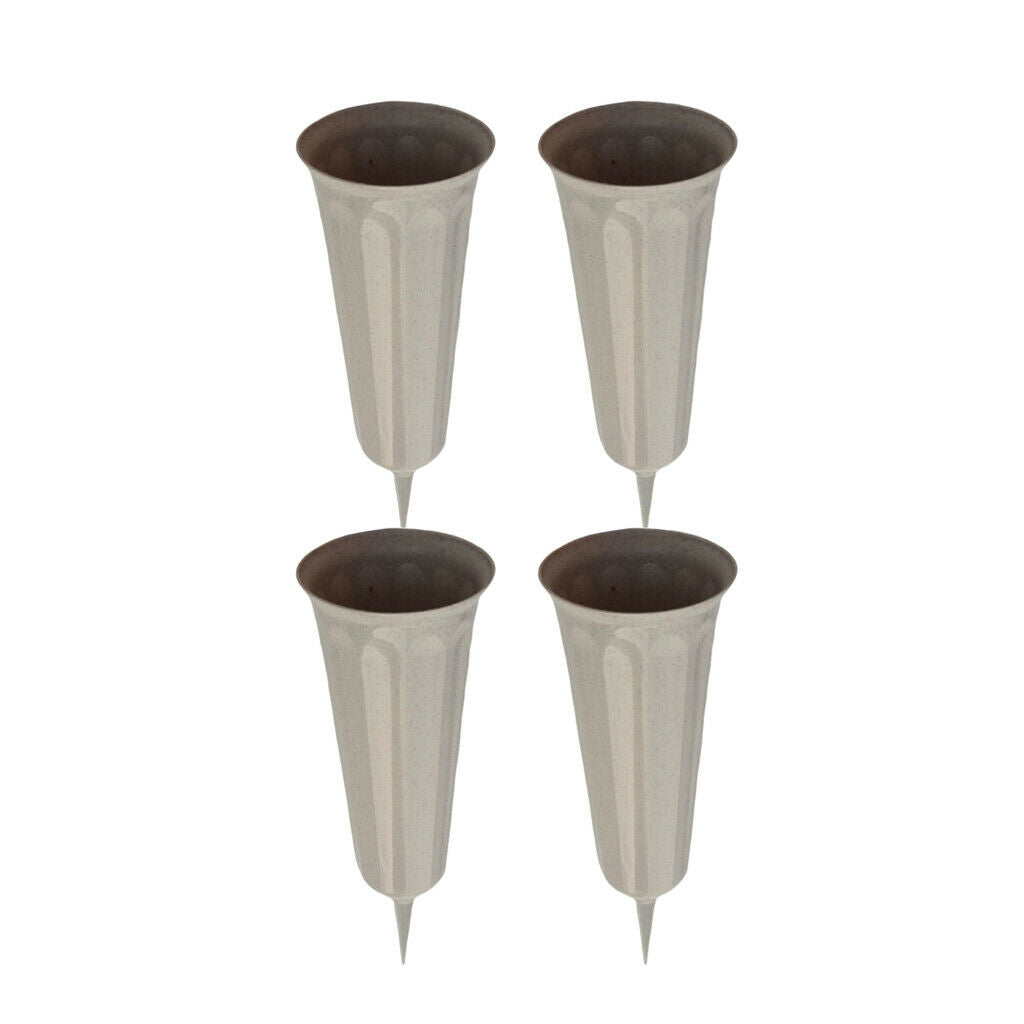 4-pack Plastic Stake In Ground Fluted Flower Vases Container for Lawn Garden