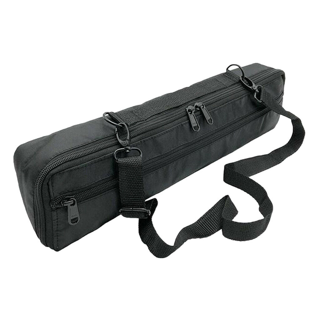 Durable 16 Holes Flute Case Cover Bag Black Canvas Padded w/ Shoulder Strap