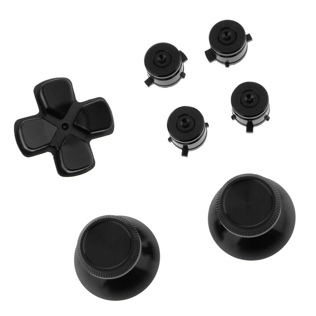 7x Metal PS4 Controller Modding Set D-pad Thumbstick Joystick Button Black