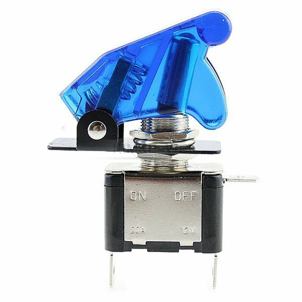 5x Blue LED Illuminated Toggle Rocker Switch With Cover For Car Boat 12V 20A New