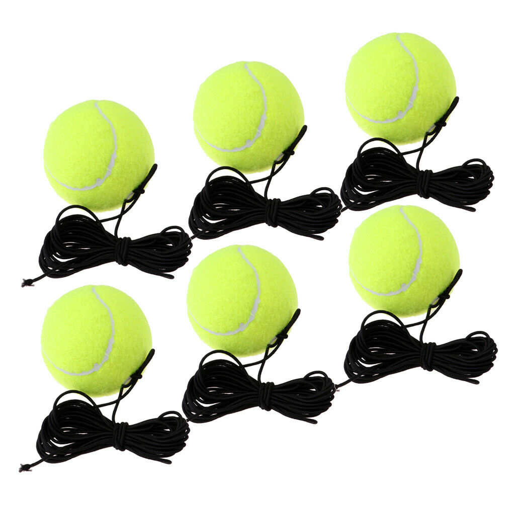 6Pcs/Set Single Tennis Training Ball and String Replacement for Self Exercise
