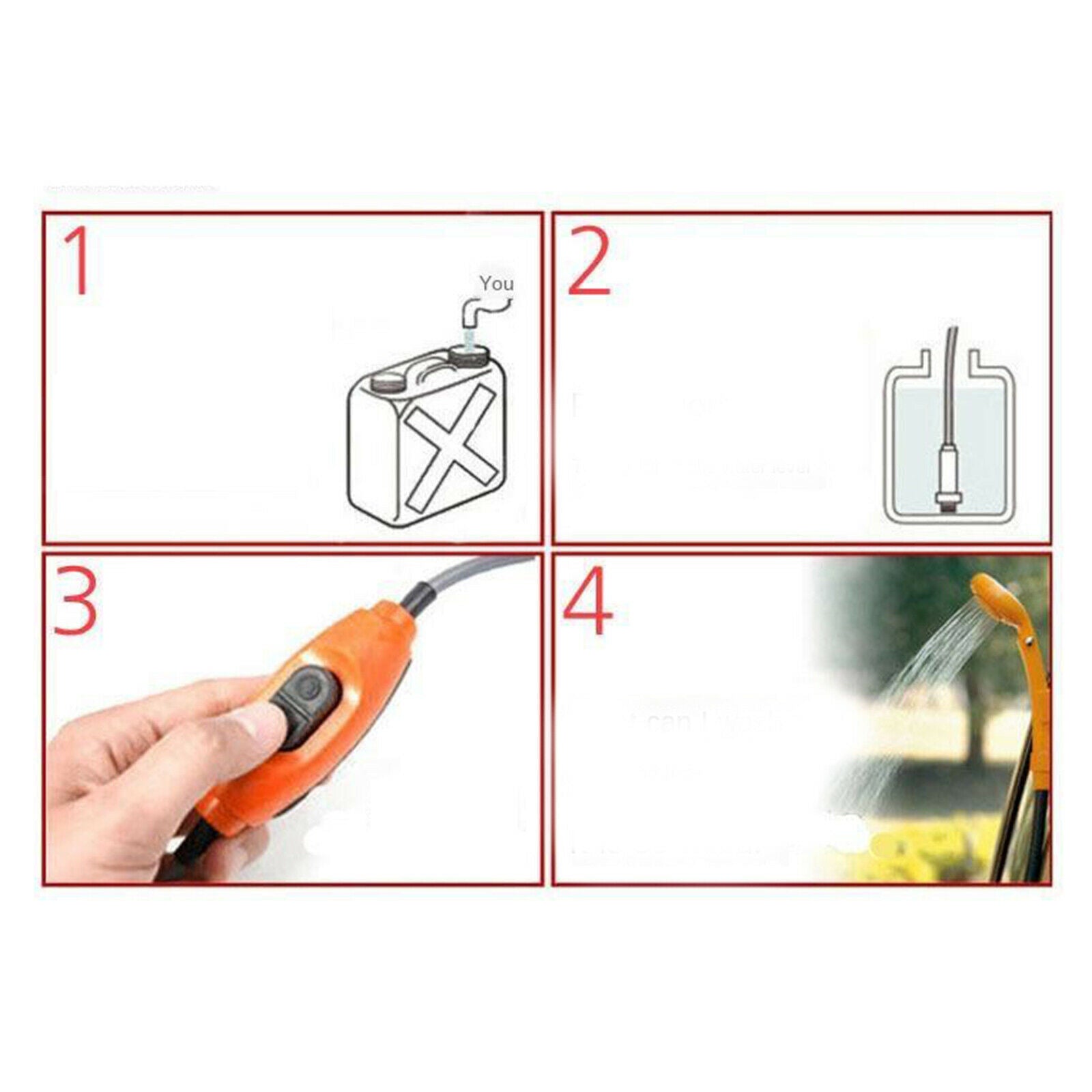 Portable Camping Outdoor Shower Pump with Water Contain Bucket, Foalding Water -