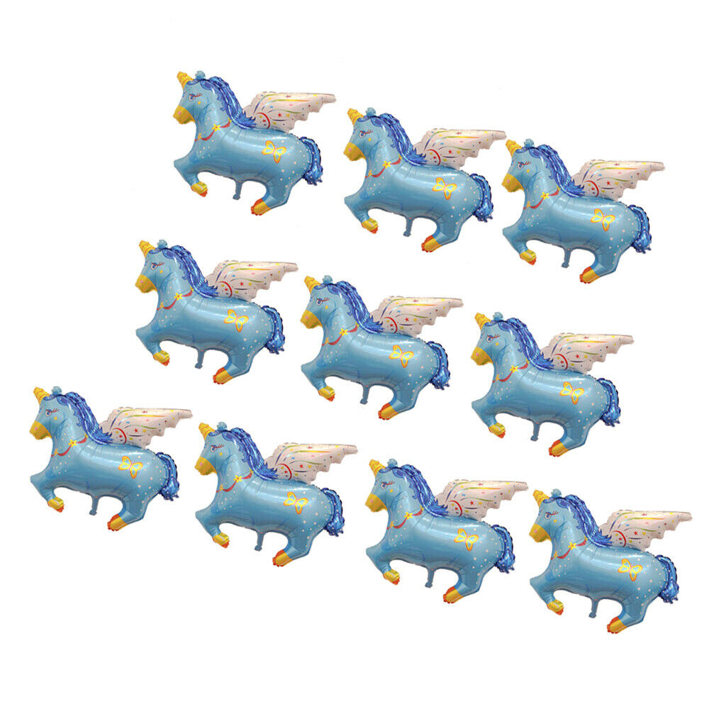 10pcs Mini Flying Horse Unicorn Foil Balloons Kids Birthday Party Decor Blue