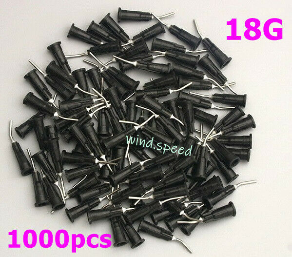 1000pcs Dental Flow Prebent Needle Irrigation tip Dispensing Syringe Tips 18G