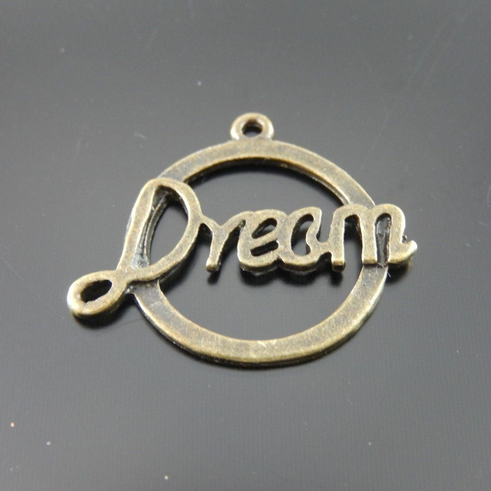 40 pcs Antiqued Bronze Round Circle Dream Charm Alloy Pendant Findings 22*17*1mm